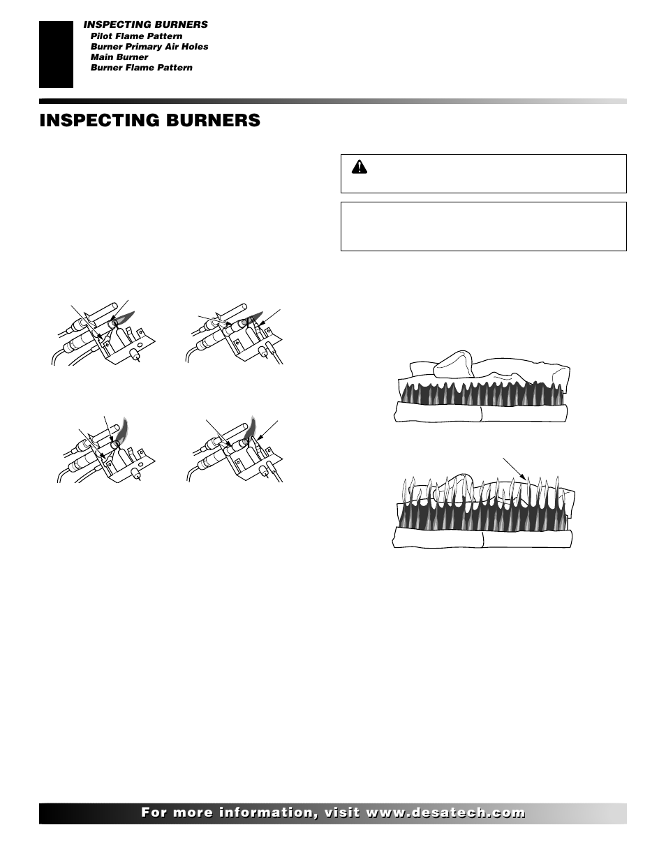 Inspecting burners | Desa LMFP33NR User Manual | Page 20 / 34