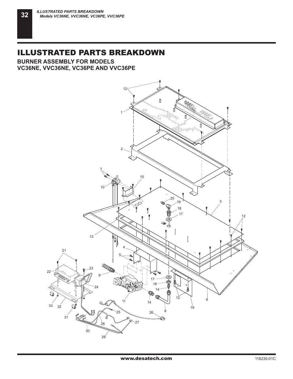 Illustrated parts breakdown | Desa (V)VC36NE User Manual | Page 32 / 38