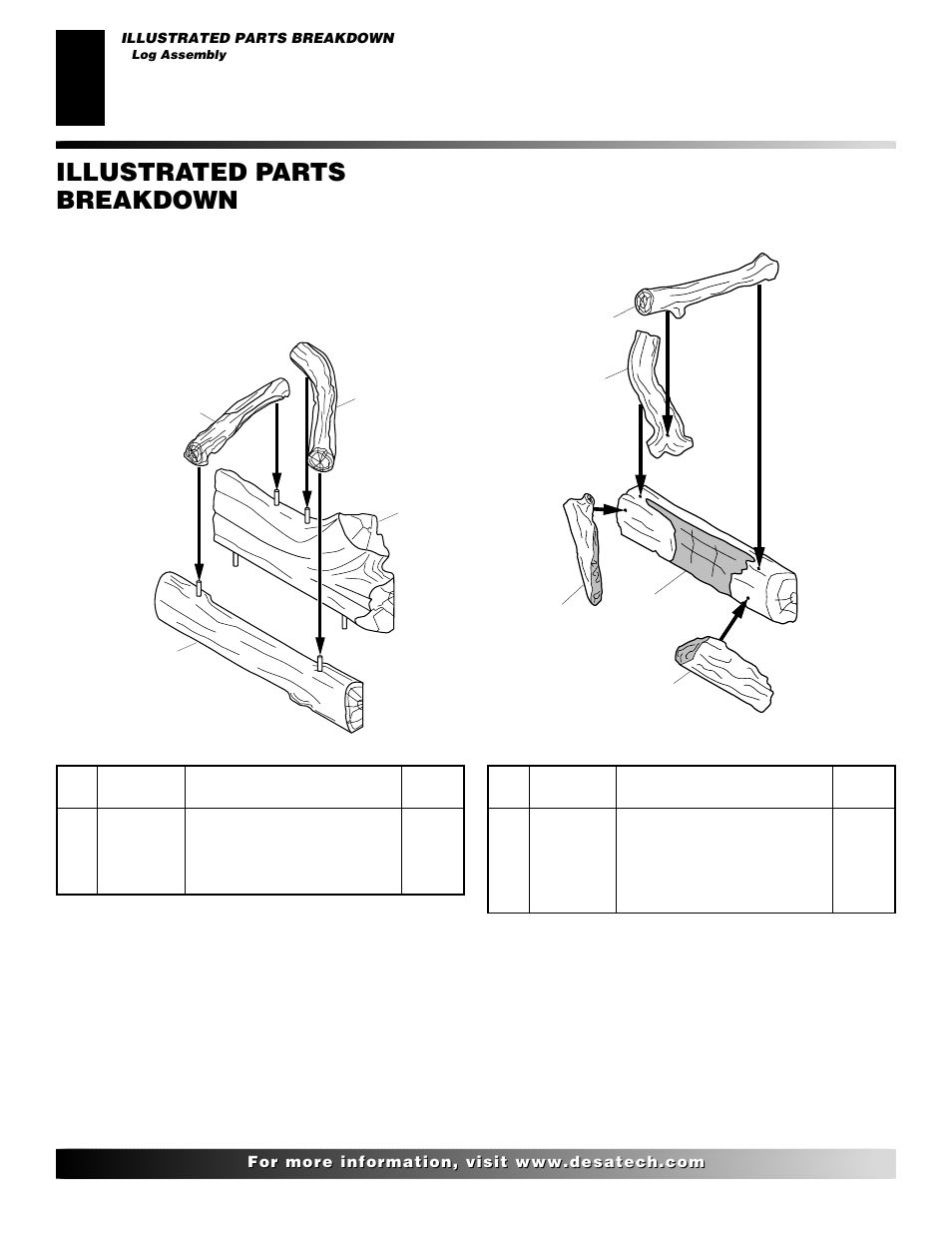 Illustrated parts breakdown, Log assembly | Desa P324 User Manual | Page 26 / 28