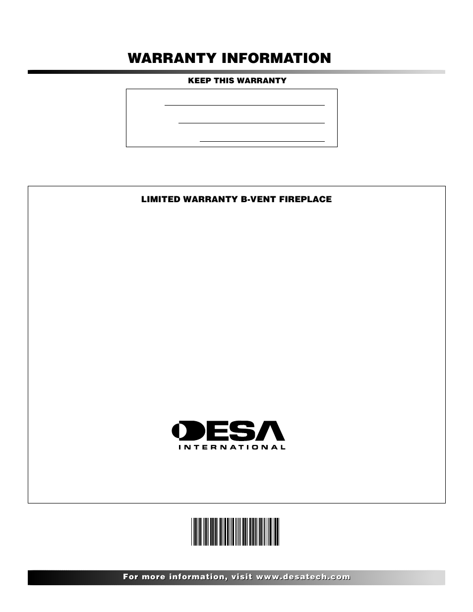 Warranty information | Desa P324 User Manual | Page 28 / 28