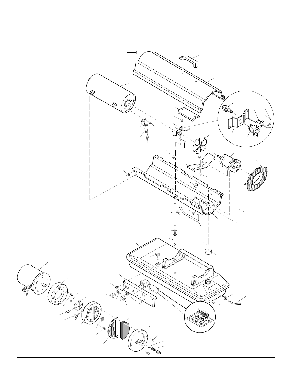 Portable forced air heaters, Rj45 and rj70, Illustrated parts breakdown | Rj45, Motor and pump assembly | Desa RJ70 User Manual | Page 14 / 18
