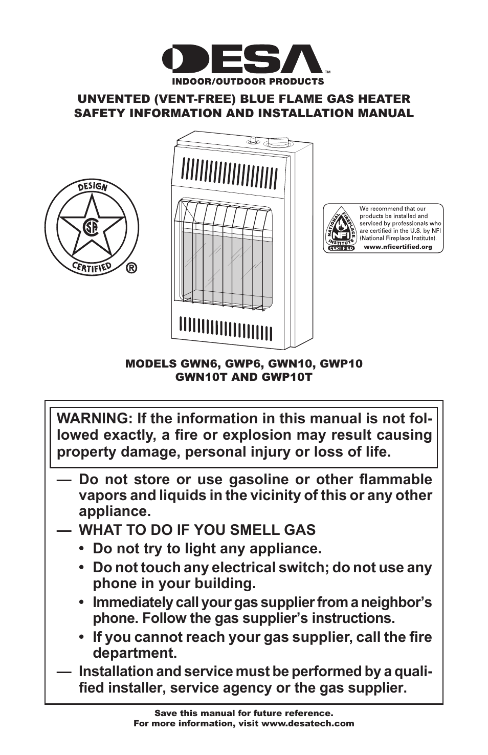 Desa GWP6 User Manual | 28 pages