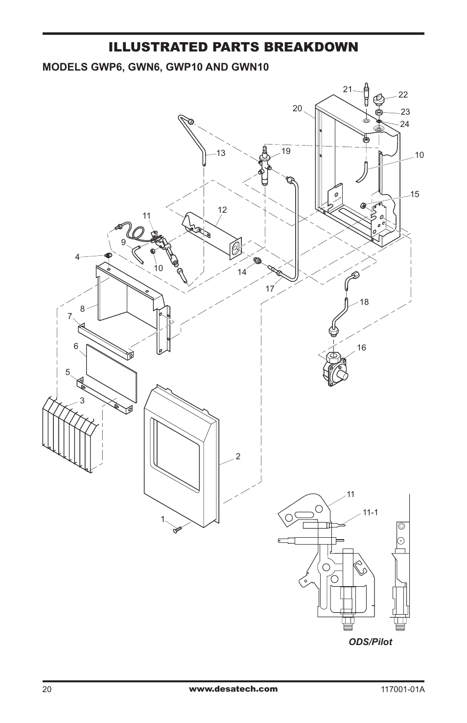 Illustrated parts breakdown and parts list, Illustrated parts breakdown | Desa GWP6 User Manual | Page 20 / 28