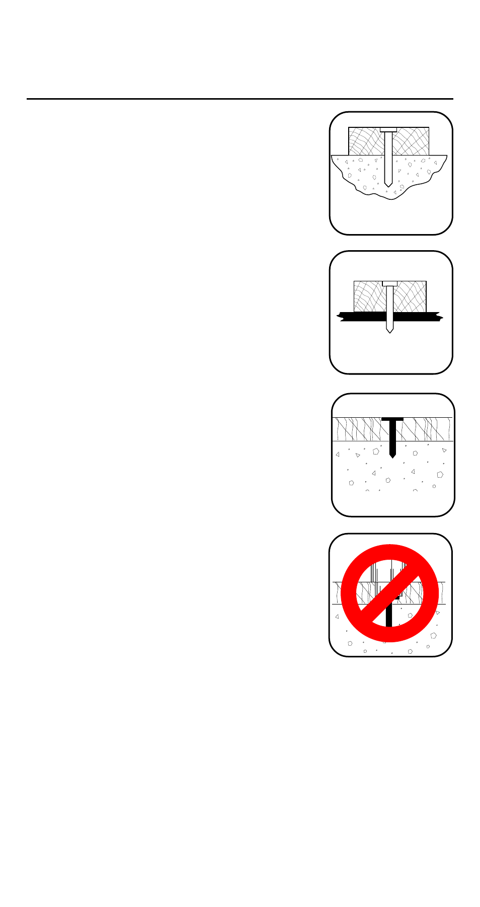 Selecting power fasteners and power loads, Fastening into concrete, Fastening into steel | Power loads, Overdriven power fasteners and piston | Desa 496 User Manual | Page 13 / 28