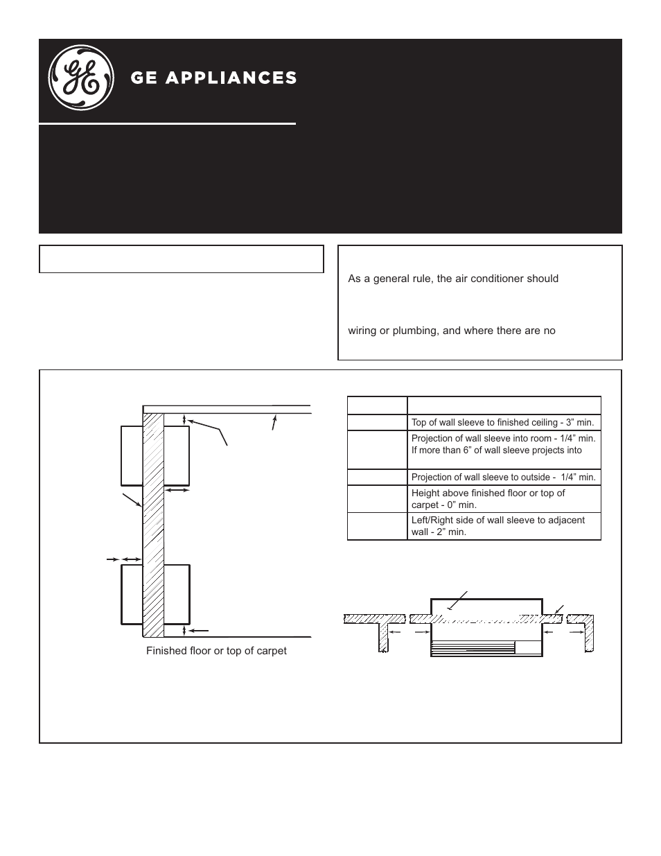 GE Room Air Conditioner Quick Snap Wall Sleeve Installation Guide User Manual | 10 pages