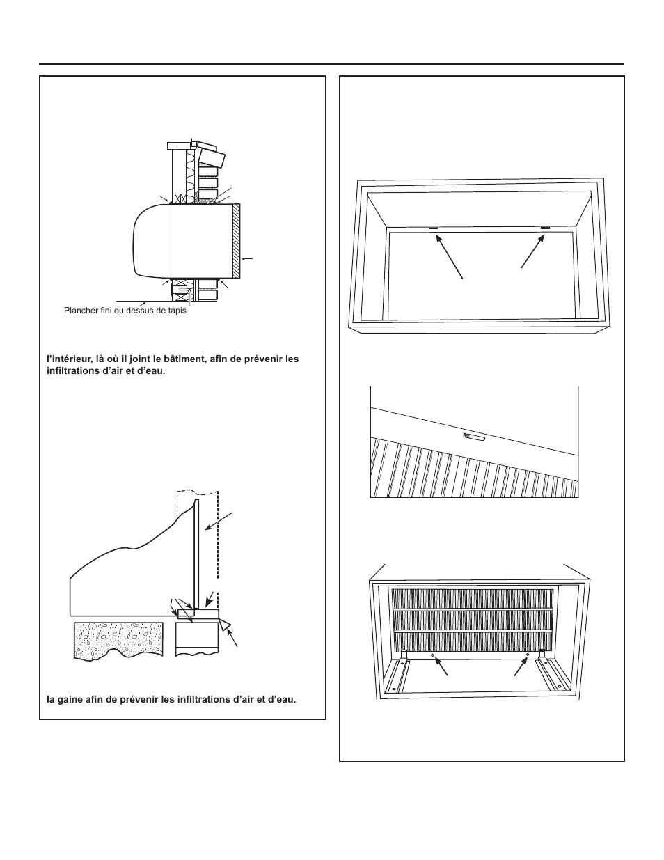 Instructions d’installation, Étape 5: étanchéisation, Étape 6: installation de la grille | GE Room Air Conditioner Quick Snap Wall Sleeve Installation Guide User Manual | Page 9 / 10