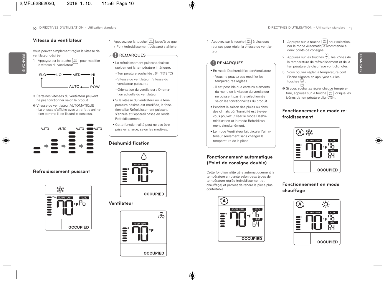 Ventilateur | LG Simple Remote Controller Thermostat Use and Care Guide User Manual | Page 23 / 34