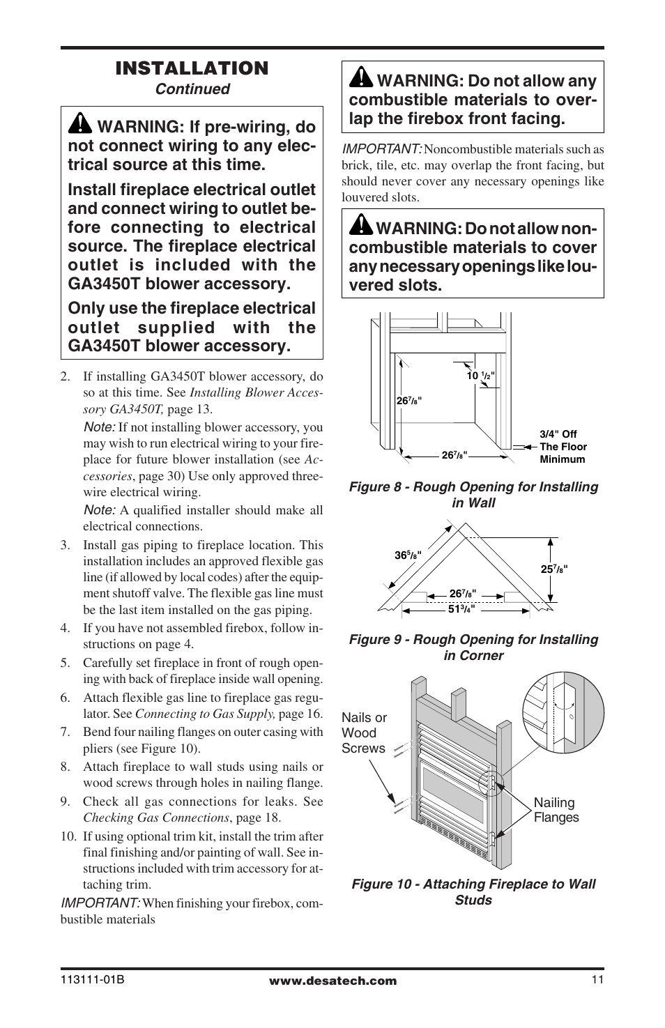 Installation, Continued | Desa VMH26TNC User Manual | Page 11 / 32
