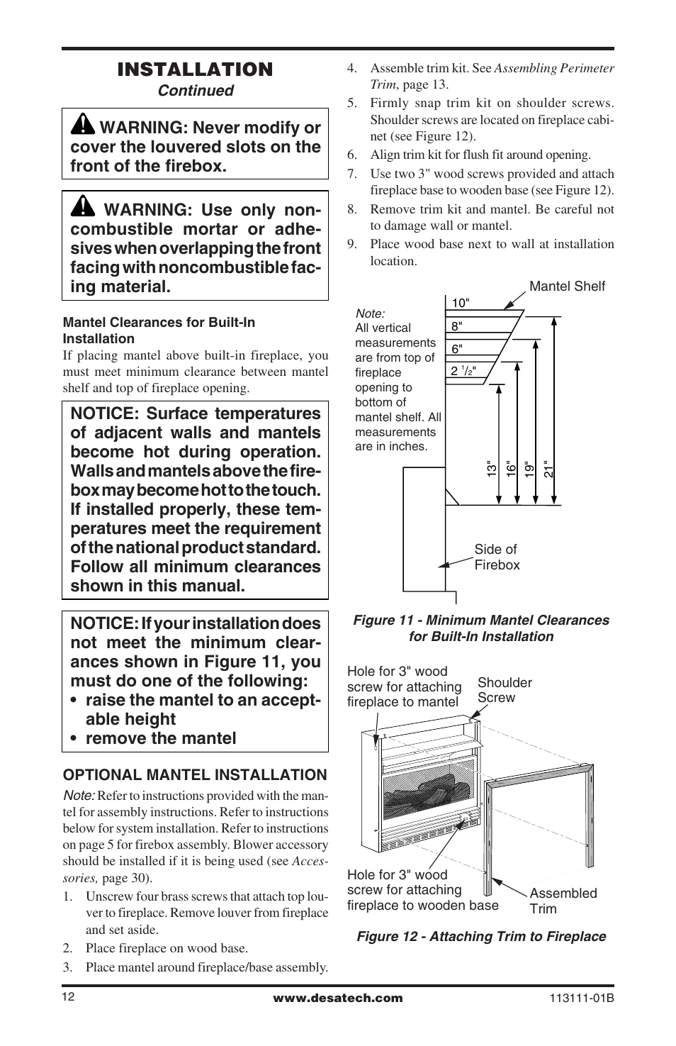 Installation | Desa VMH26TNC User Manual | Page 12 / 32