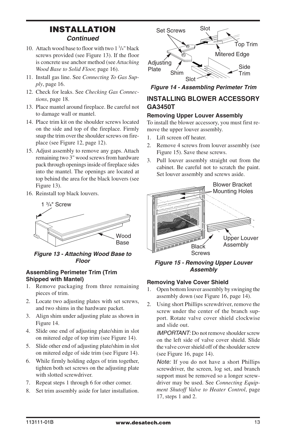 Installation | Desa VMH26TNC User Manual | Page 13 / 32