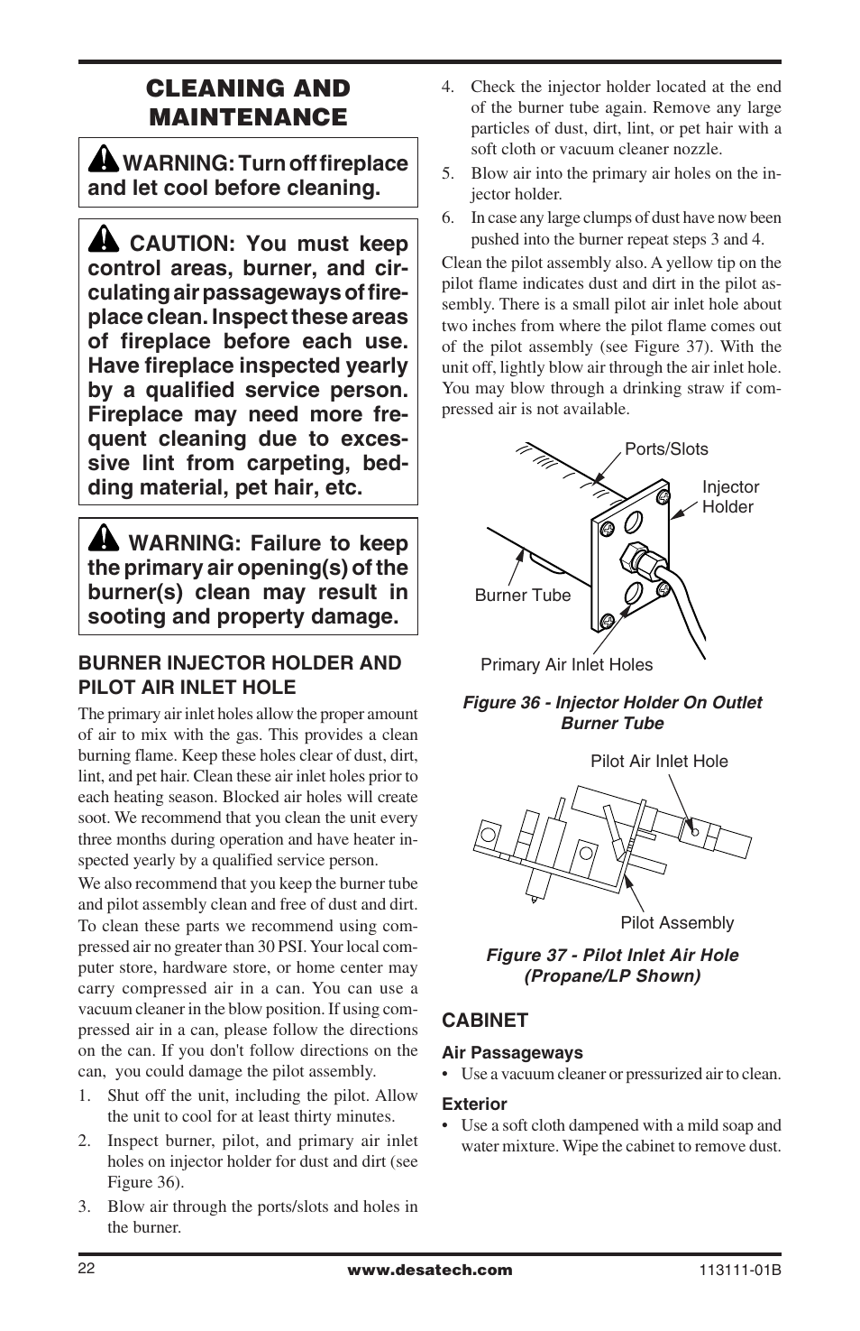 Cleaning and maintenance | Desa VMH26TNC User Manual | Page 22 / 32