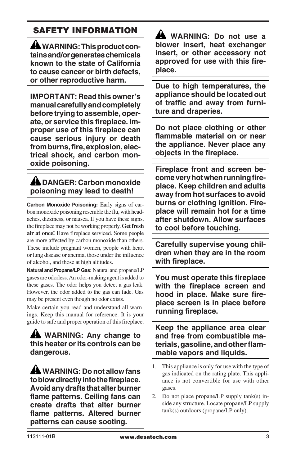 Safety information | Desa VMH26TNC User Manual | Page 3 / 32
