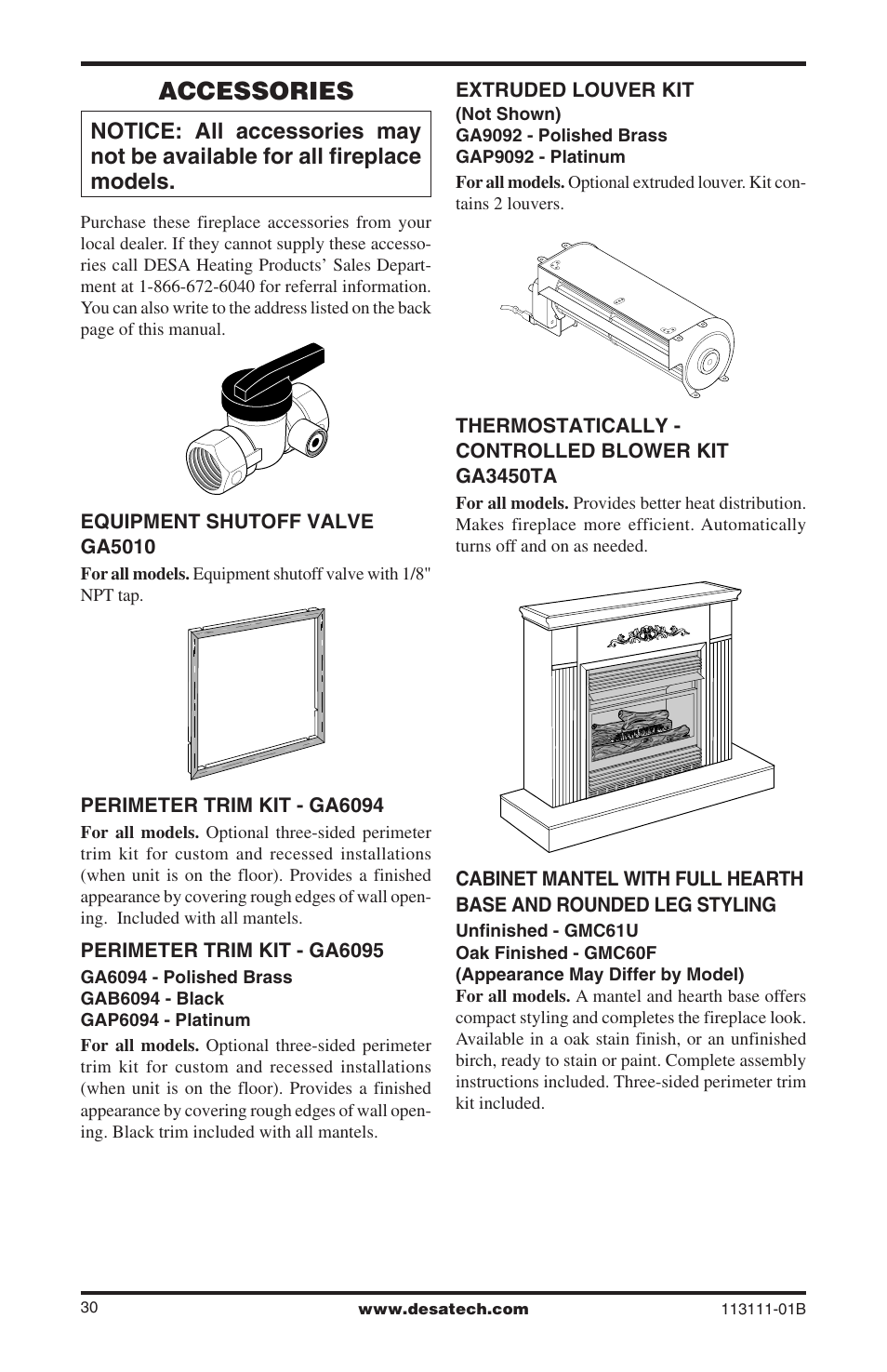 Accessories | Desa VMH26TNC User Manual | Page 30 / 32