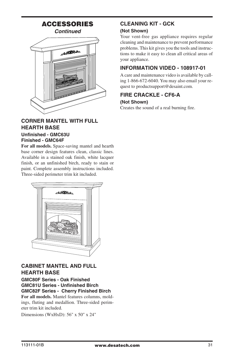 Accessories | Desa VMH26TNC User Manual | Page 31 / 32