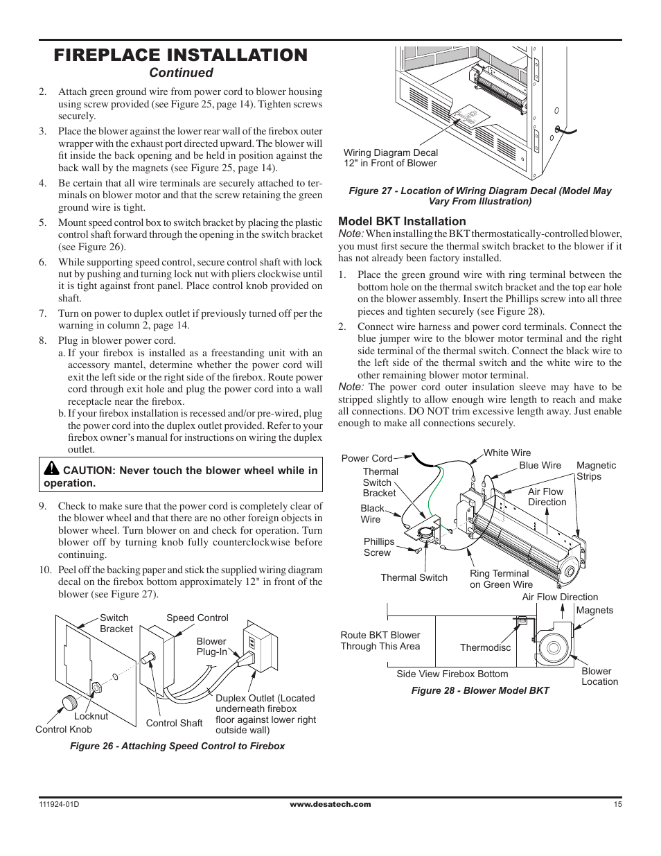 Fireplace installation, Continued | Desa (V)K36EN SERIES User Manual | Page 15 / 34