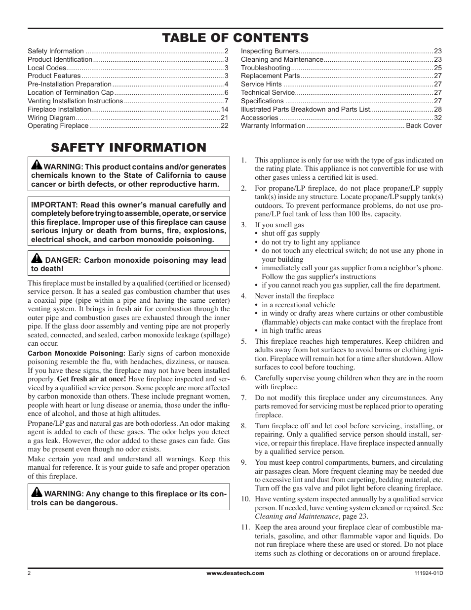 Desa (V)K36EN SERIES User Manual | Page 2 / 34