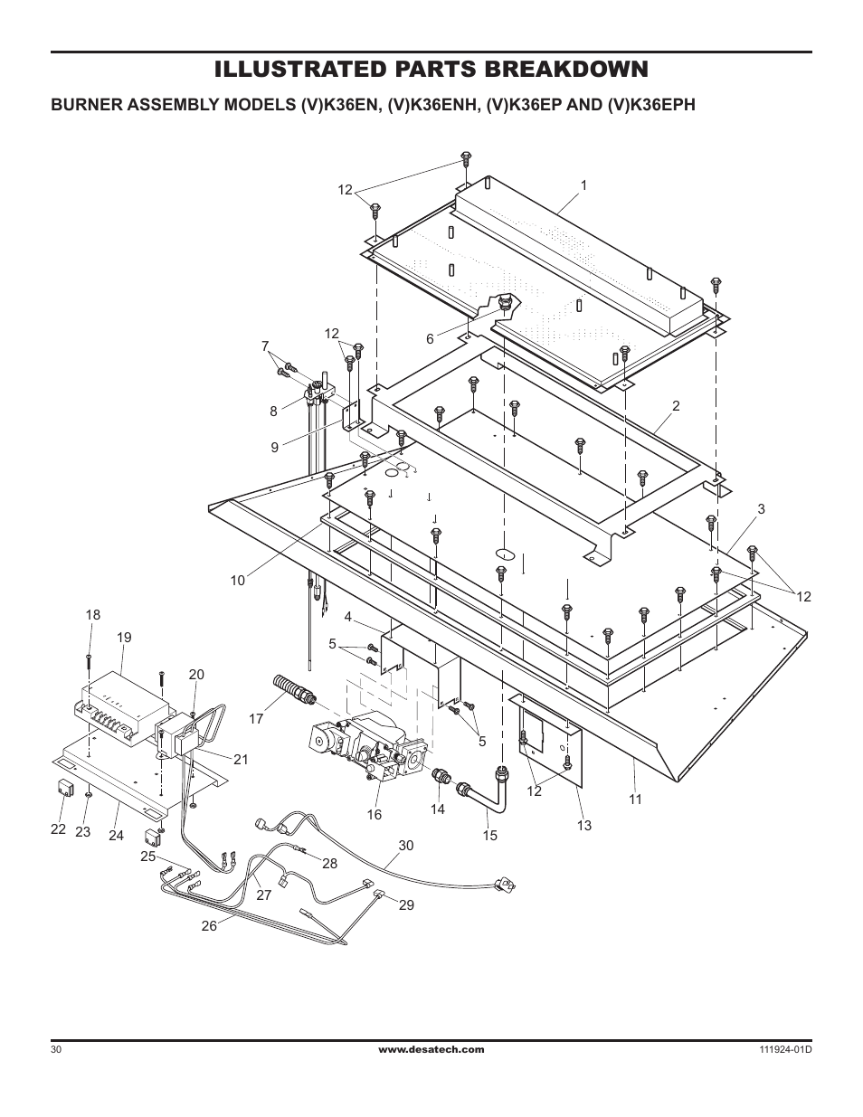 Illustrated parts breakdown | Desa (V)K36EN SERIES User Manual | Page 30 / 34