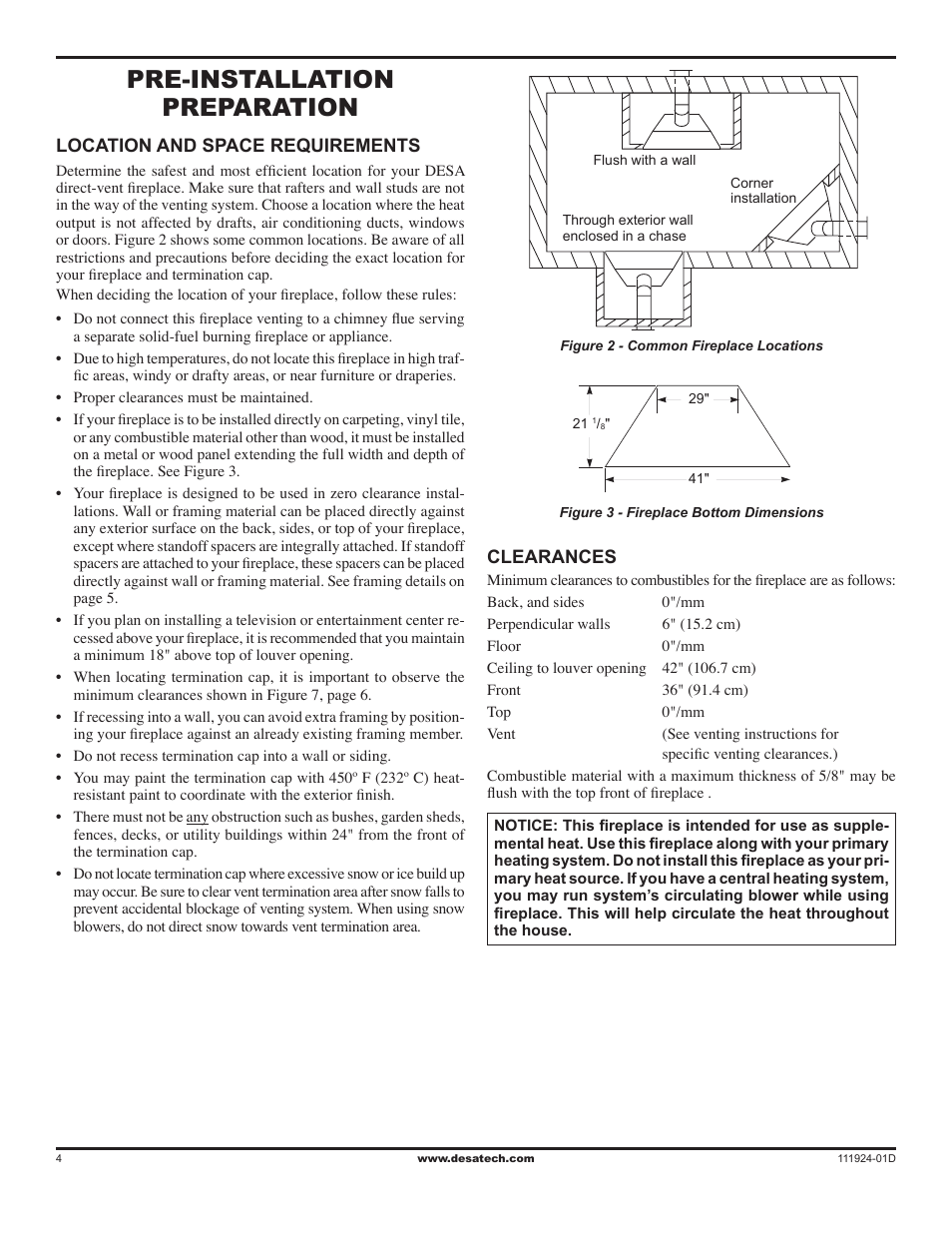Pre-installation preparation | Desa (V)K36EN SERIES User Manual | Page 4 / 34