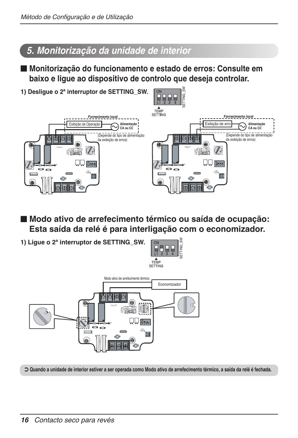 Monitorização da unidade de interior, 16 contacto seco para revés | LG Dry Contact Module - 2 Contact Points 5V & 12V from Indoor PCB Installation User Manual | Page 112 / 128