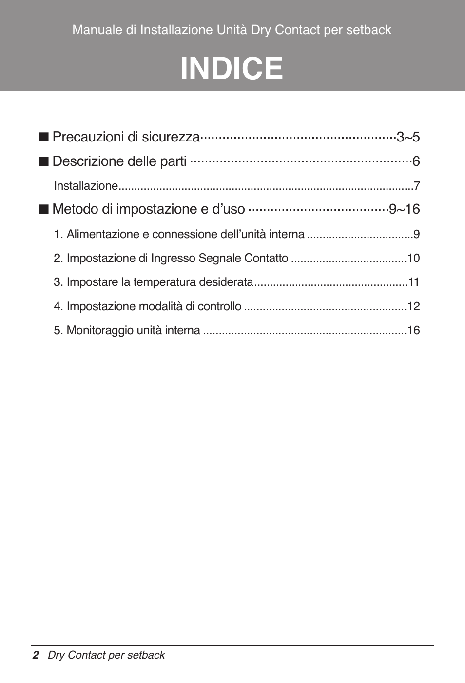 Indice | LG Dry Contact Module - 2 Contact Points 5V & 12V from Indoor PCB Installation User Manual | Page 18 / 128