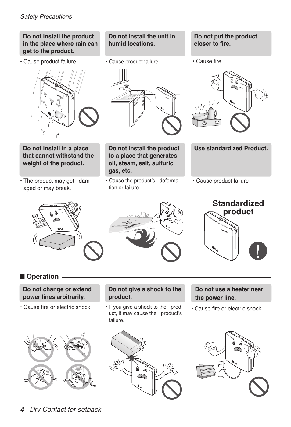 Standardized product | LG Dry Contact Module - 2 Contact Points 5V & 12V from Indoor PCB Installation User Manual | Page 4 / 128