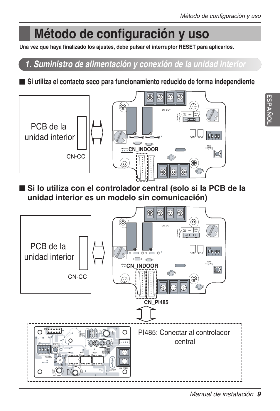 Método de configuración y uso | LG Dry Contact Module - 2 Contact Points 5V & 12V from Indoor PCB Installation User Manual | Page 41 / 128