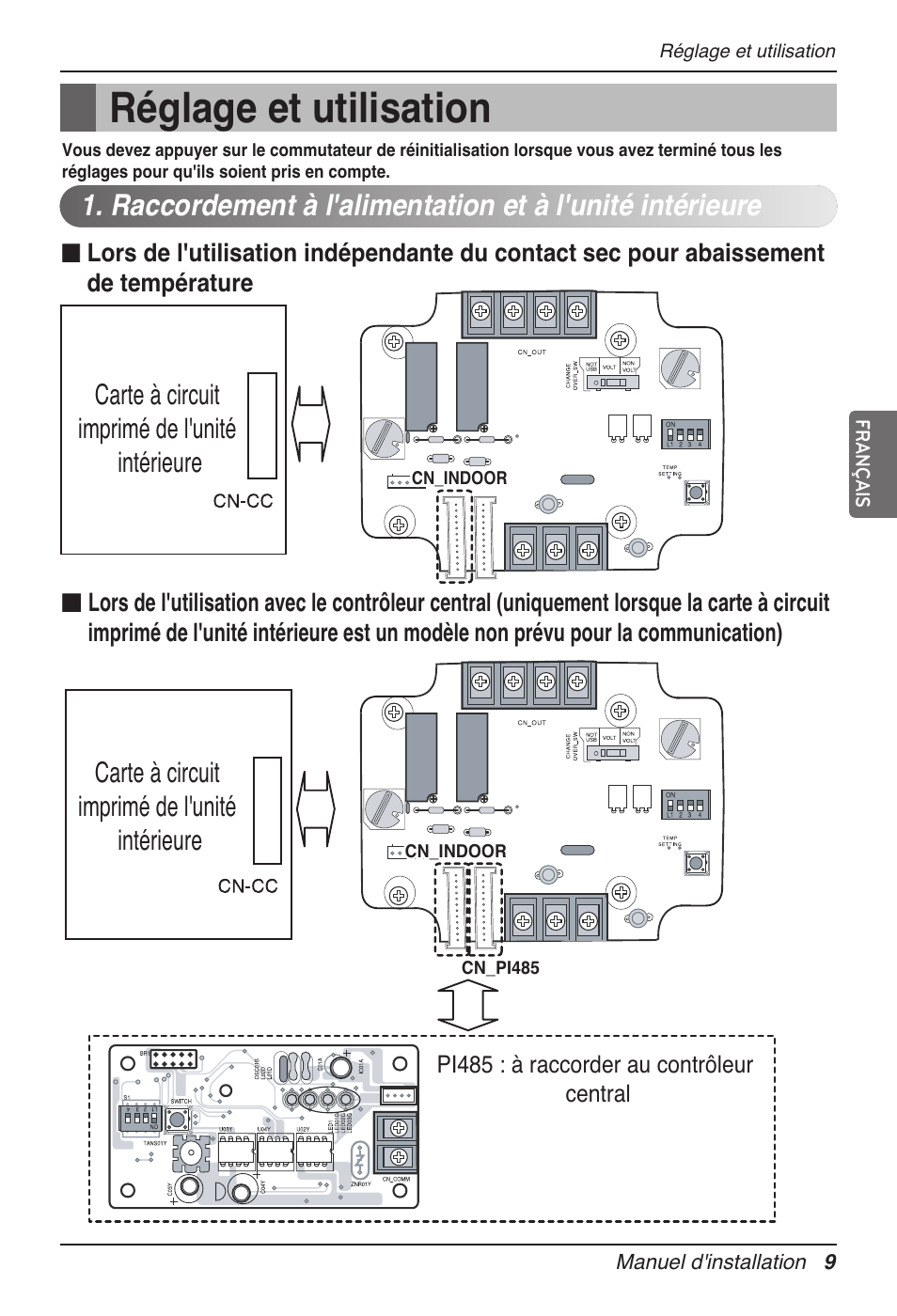 Réglage et utilisation | LG Dry Contact Module - 2 Contact Points 5V & 12V from Indoor PCB Installation User Manual | Page 57 / 128