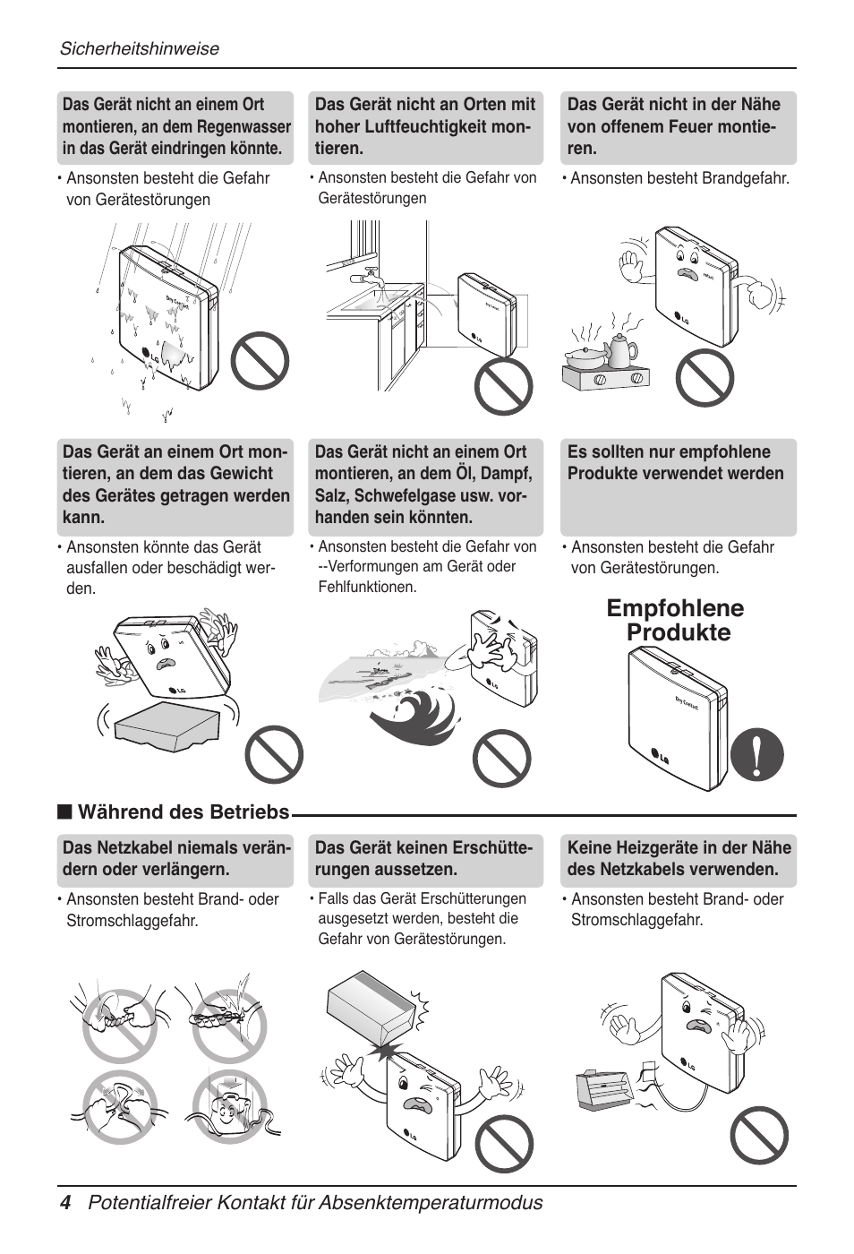 Empfohlene produkte | LG Dry Contact Module - 2 Contact Points 5V & 12V from Indoor PCB Installation User Manual | Page 68 / 128