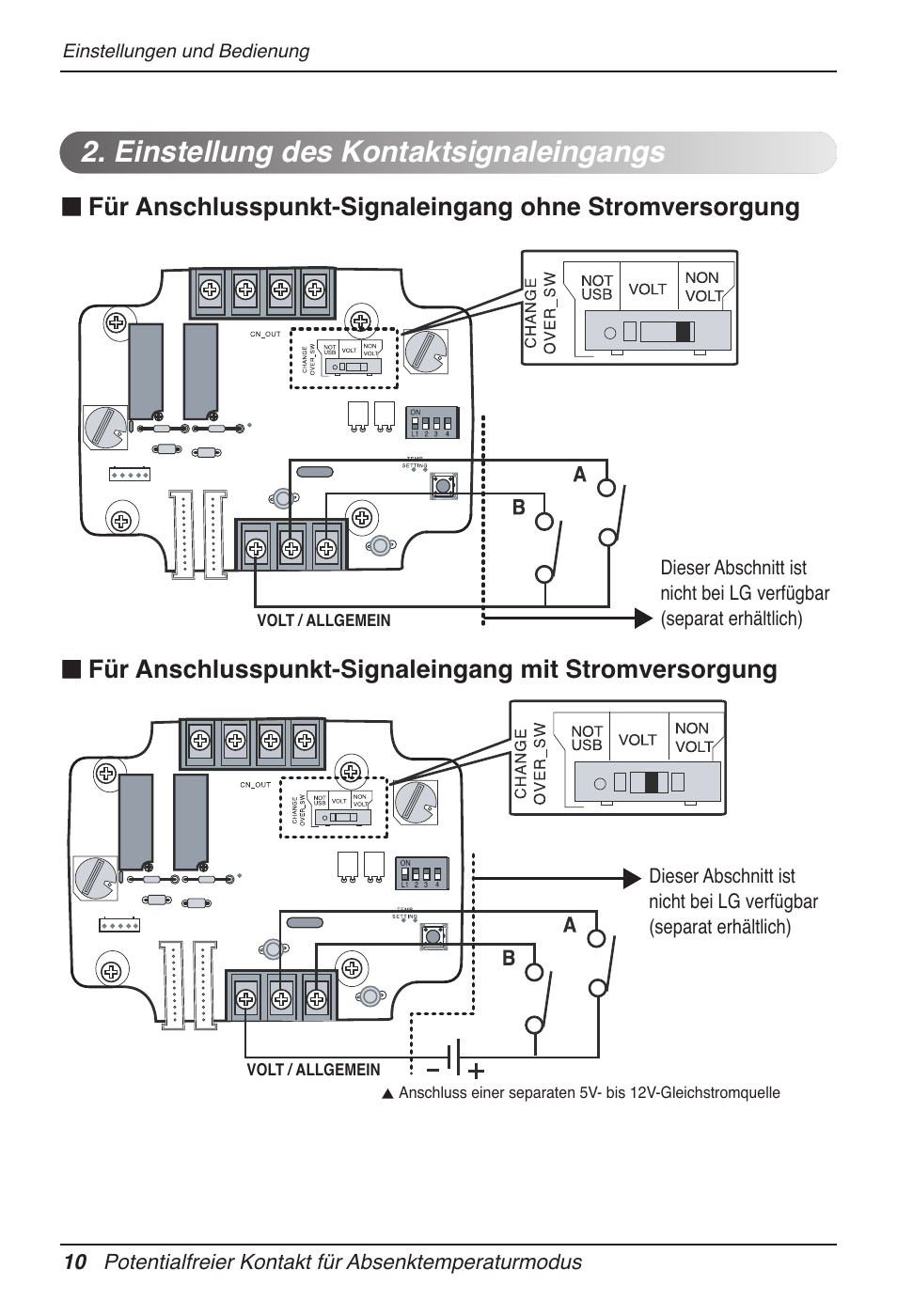 Einstellung des kontaktsignaleingangs | LG Dry Contact Module - 2 Contact Points 5V & 12V from Indoor PCB Installation User Manual | Page 74 / 128