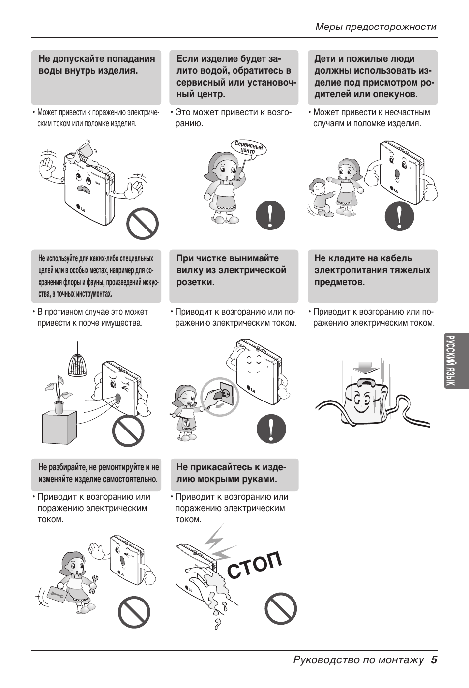 Стоп | LG Dry Contact Module - 2 Contact Points 5V & 12V from Indoor PCB Installation User Manual | Page 85 / 128