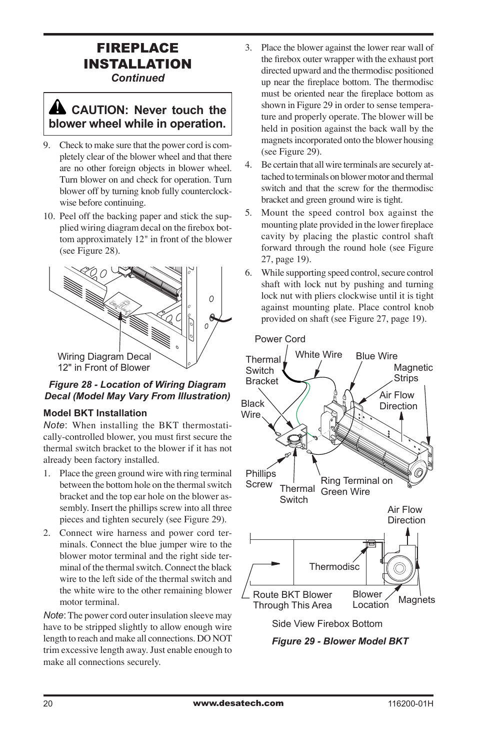 Fireplace installation | Desa (V)VC36N Series User Manual | Page 20 / 44