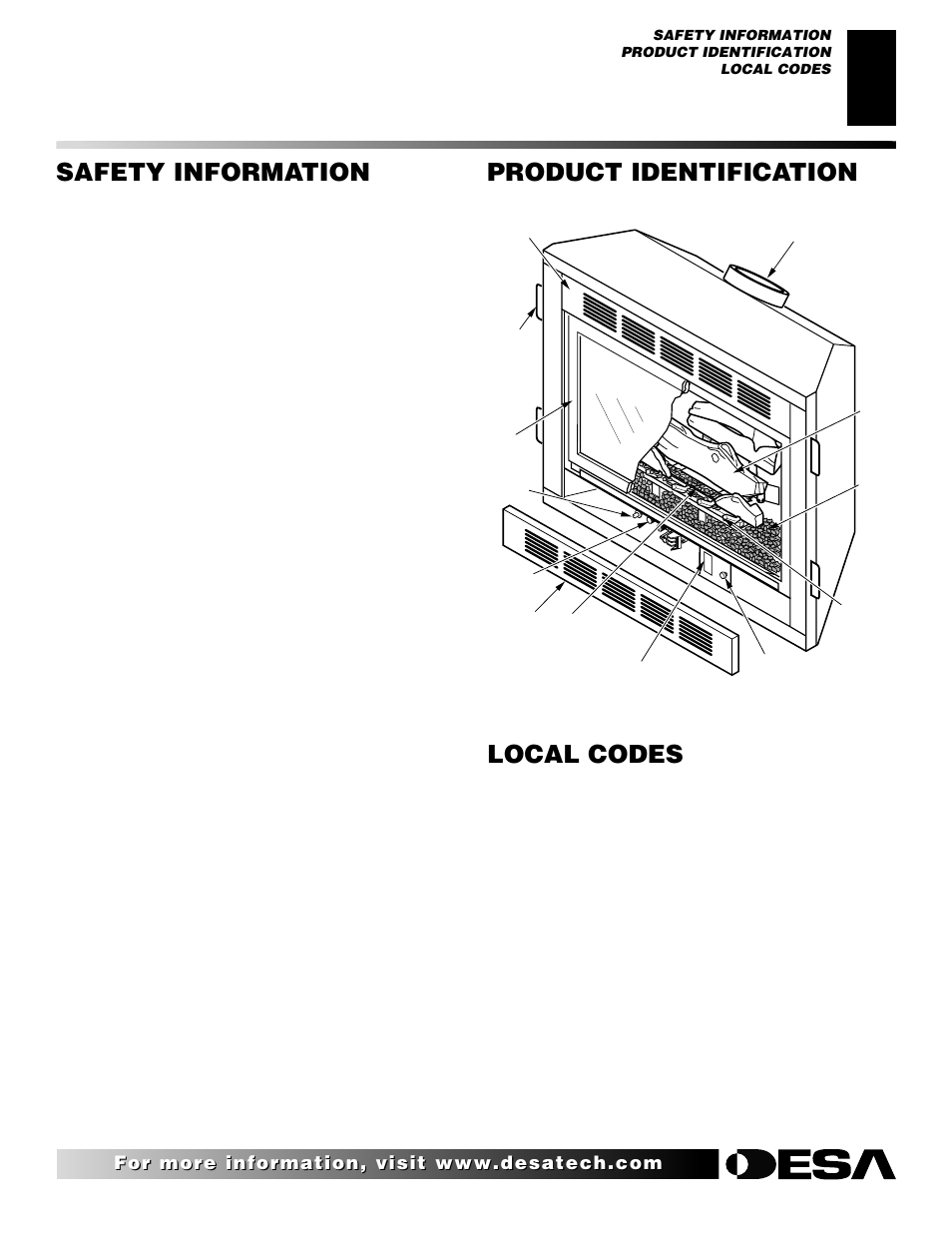 Safety information, Product identification, Local codes | Continued | Desa CTDV36NRA User Manual | Page 3 / 38