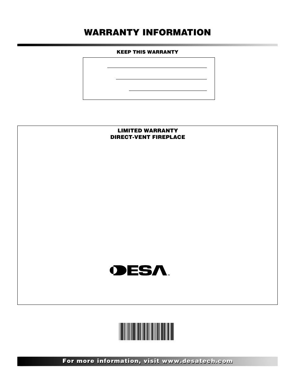 Warranty information | Desa CTDV36NRA User Manual | Page 38 / 38