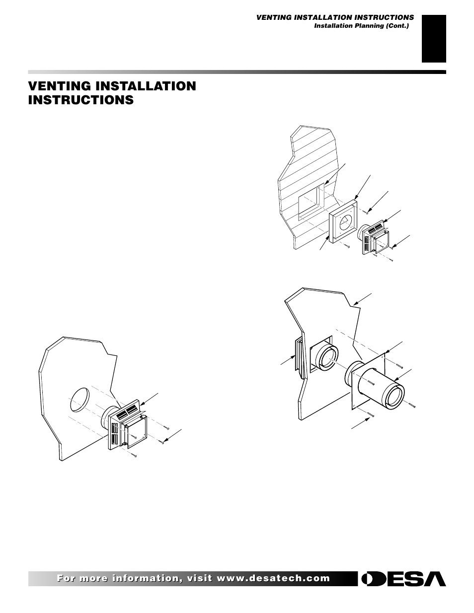 Venting installation instructions, Continued | Desa CTDV36NRA User Manual | Page 9 / 38