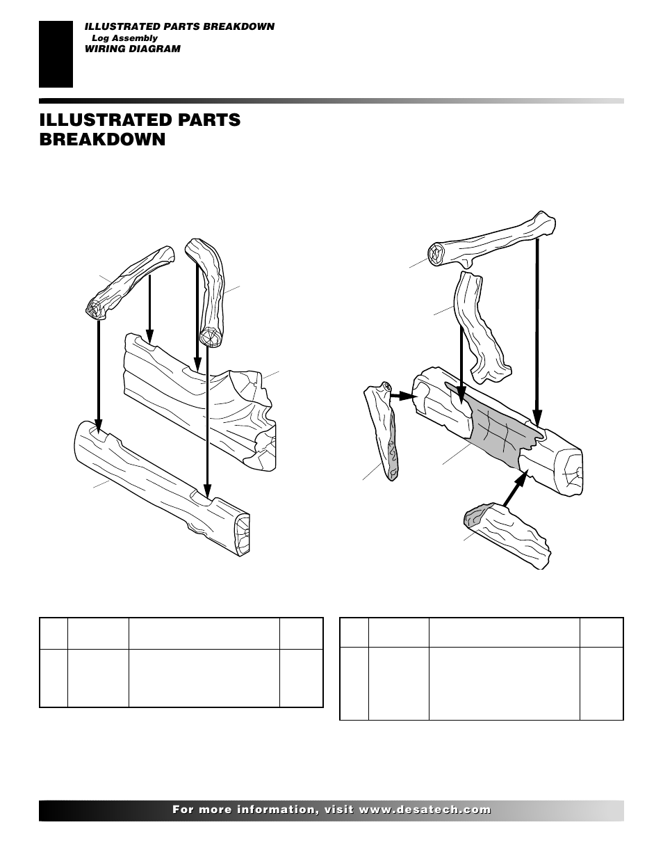 Illustrated parts breakdown, Log assembly | Desa VP324 User Manual | Page 26 / 30