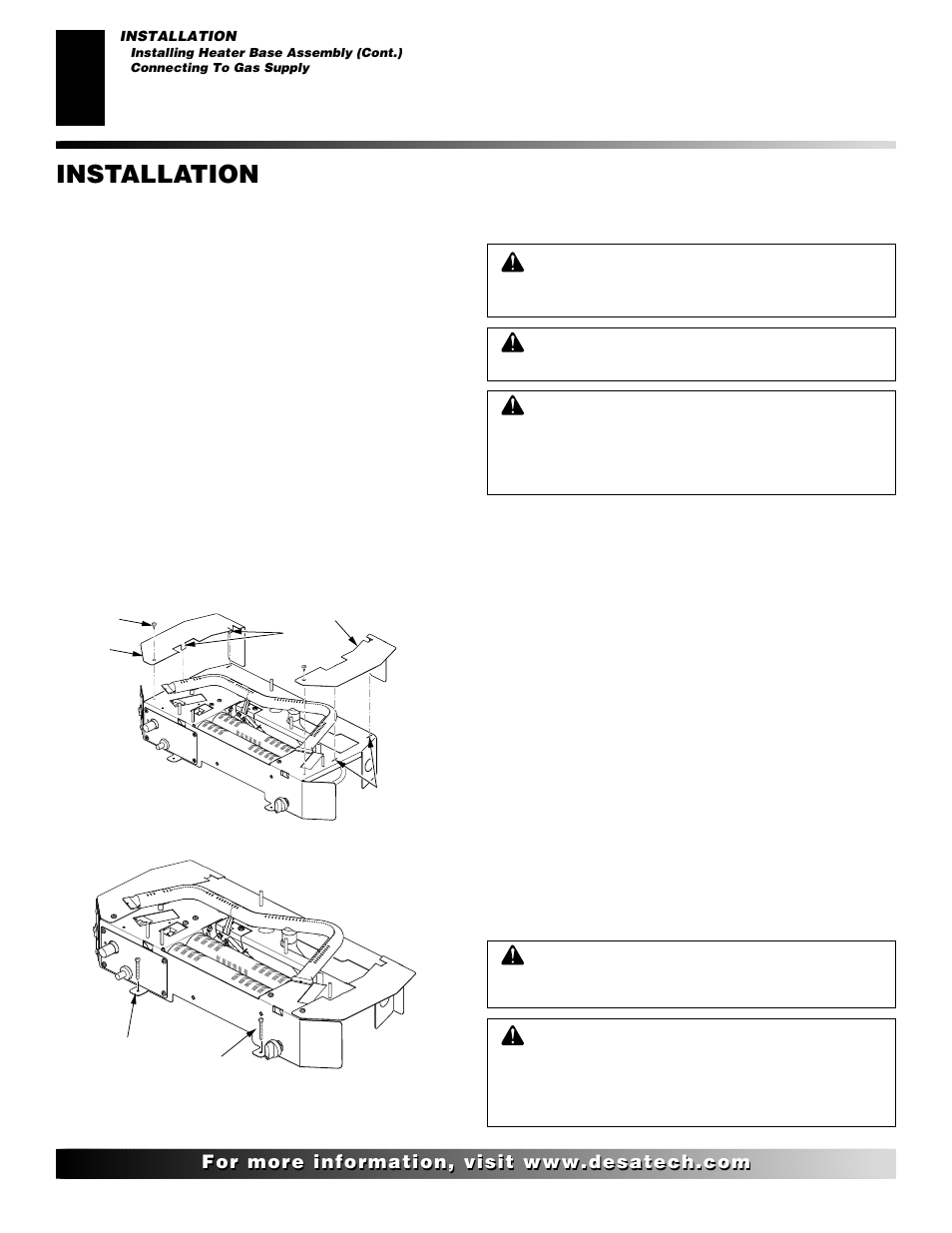 Installation, Continued | Desa CTB3924PR User Manual | Page 12 / 38