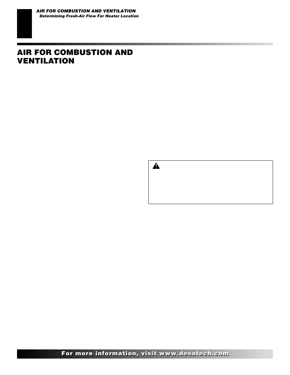Air for combustion and ventilation, Continued, Determining fresh-air flow for heater location | Desa CTB3924PR User Manual | Page 6 / 38