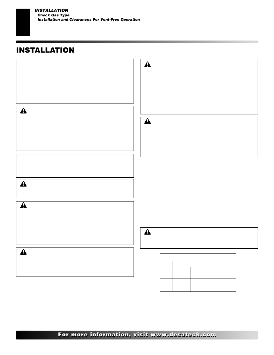 Installation | Desa CTB3924PR User Manual | Page 8 / 38