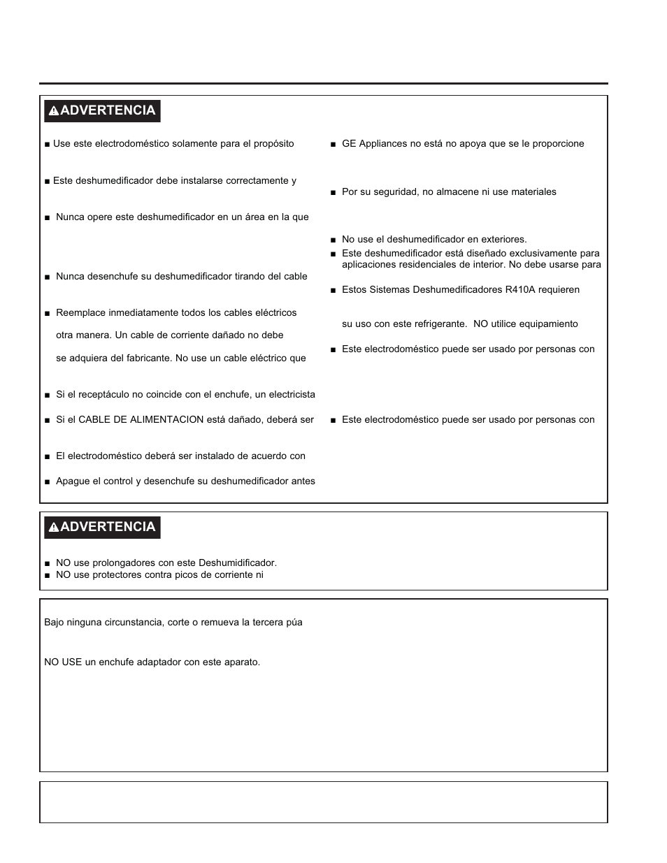 Información de seguridad | GE 35 Pint Capacity Portable Dehumidifier  Owners Guide User Manual | Page 15 / 24