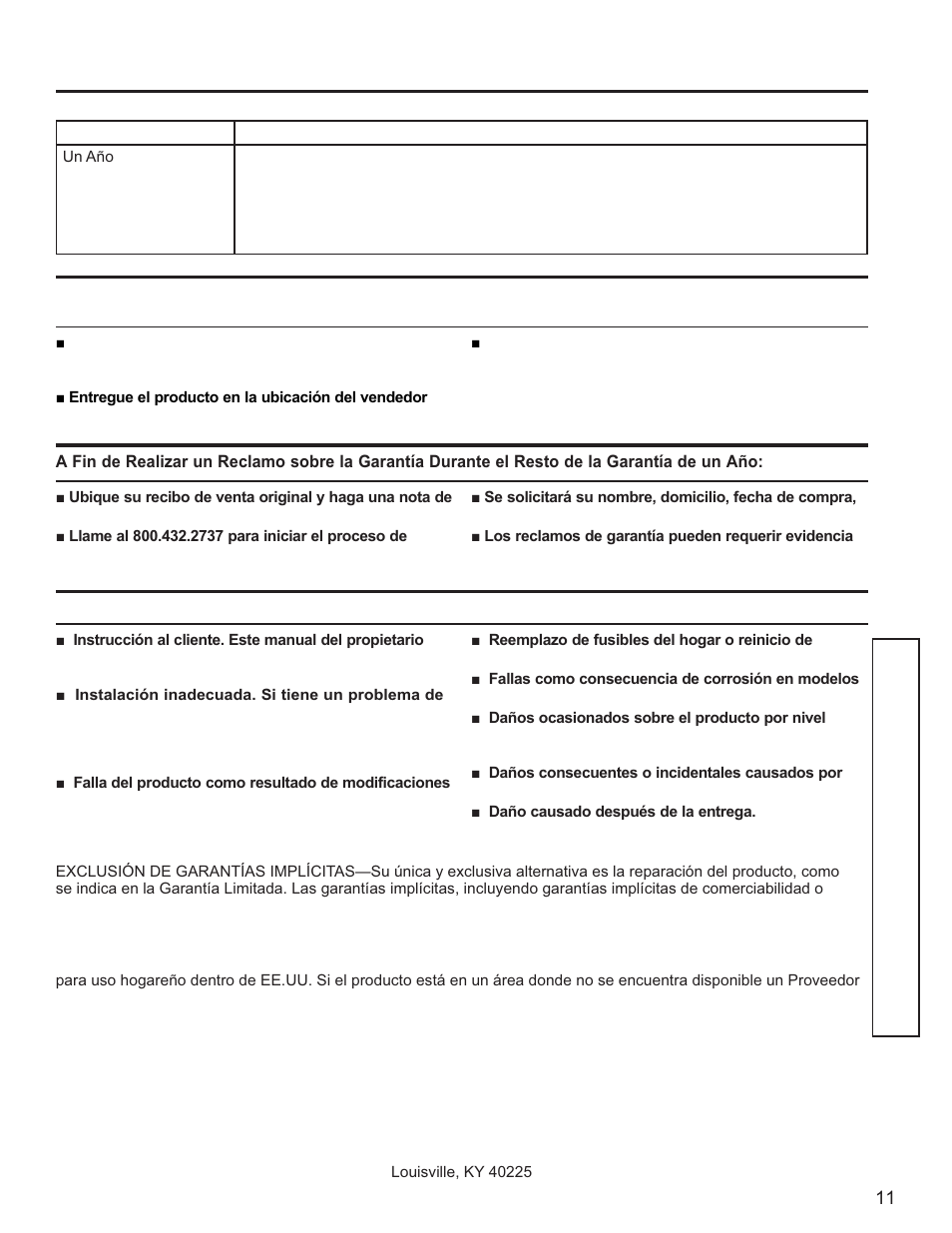 Garantía limit ada | GE 35 Pint Capacity Portable Dehumidifier  Owners Guide User Manual | Page 23 / 24