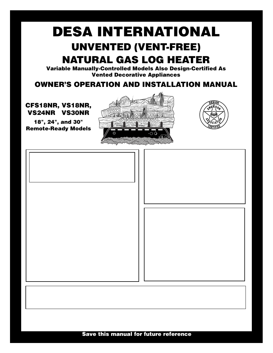 Desa VS18NR User Manual | 26 pages