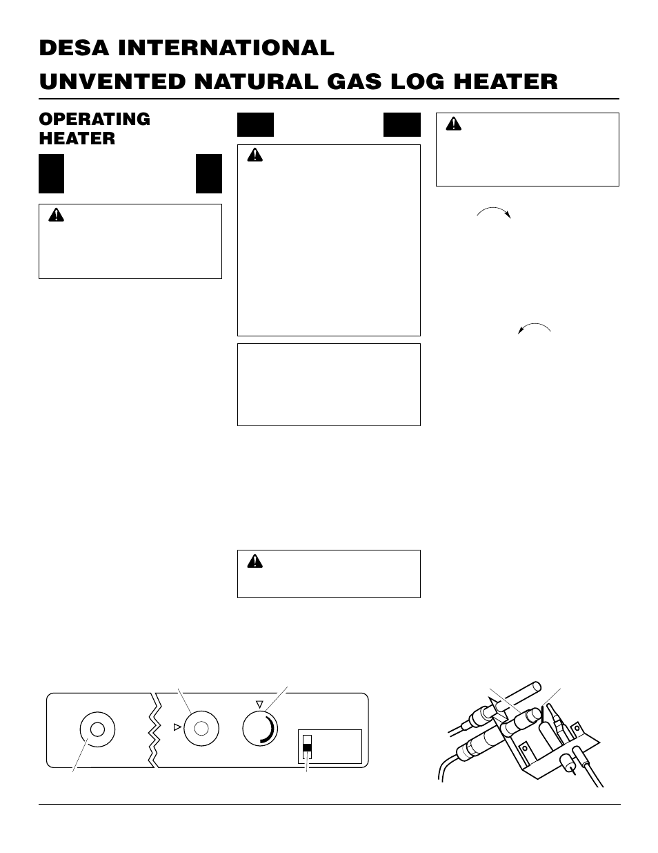 Unvented natural gas log heater desa international, Operating heater | Desa VS18NR User Manual | Page 14 / 26