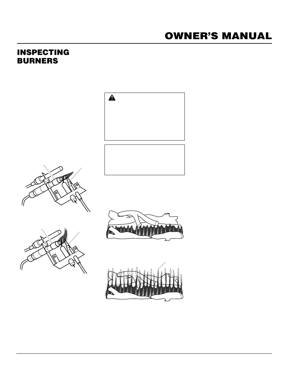 Owner’s manual, Inspecting burners | Desa VS18NR User Manual | Page 17 / 26