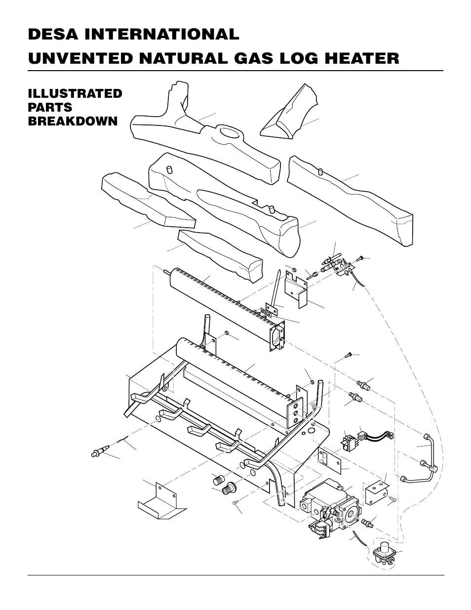 Unvented natural gas log heater desa international, Illustrated parts breakdown | Desa VS18NR User Manual | Page 24 / 26