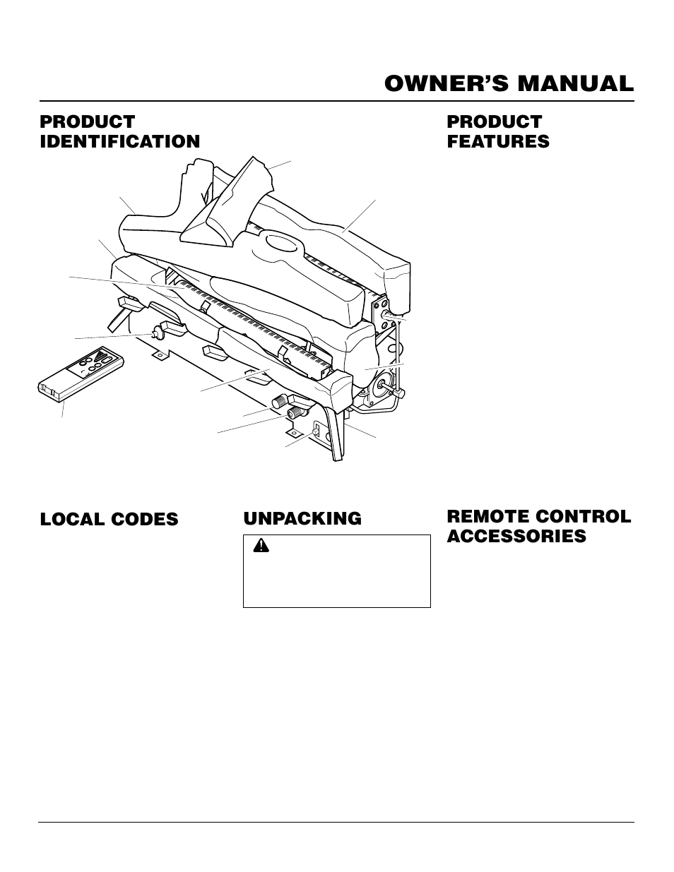 Owner’s manual, Product identification, Local codes | Unpacking product features, Remote control accessories | Desa VS18NR User Manual | Page 3 / 26