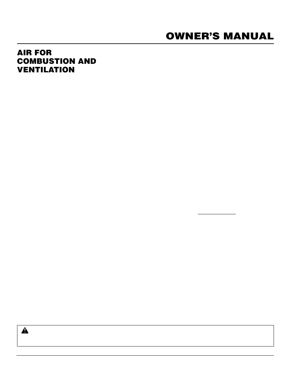 Owner’s manual, Air for combustion and ventilation, Continued | Desa VS18NR User Manual | Page 5 / 26