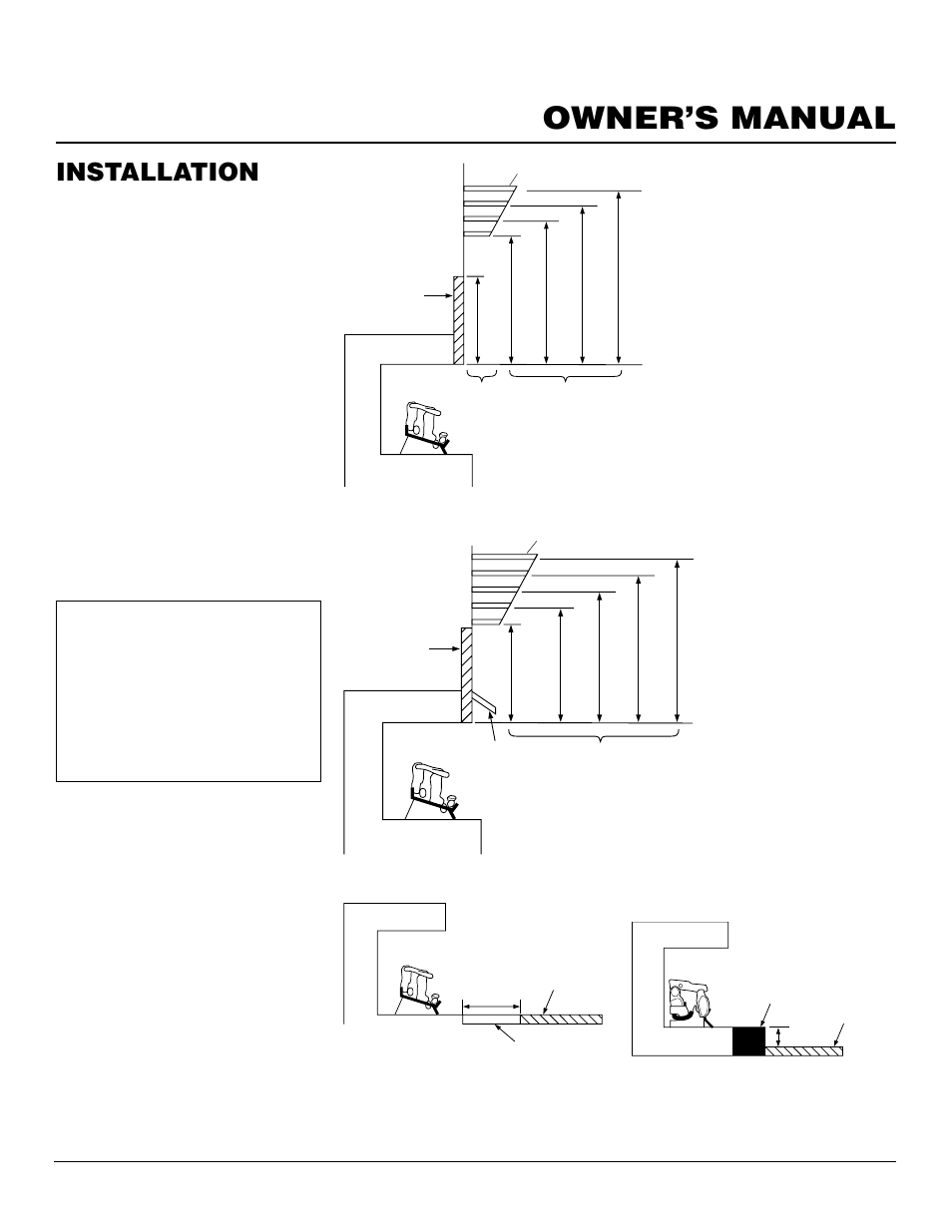 Owner’s manual, Installation, Continued | Mantel clearances, Floor clearances, Determining minimum mantel clearances | Desa VS18NR User Manual | Page 9 / 26