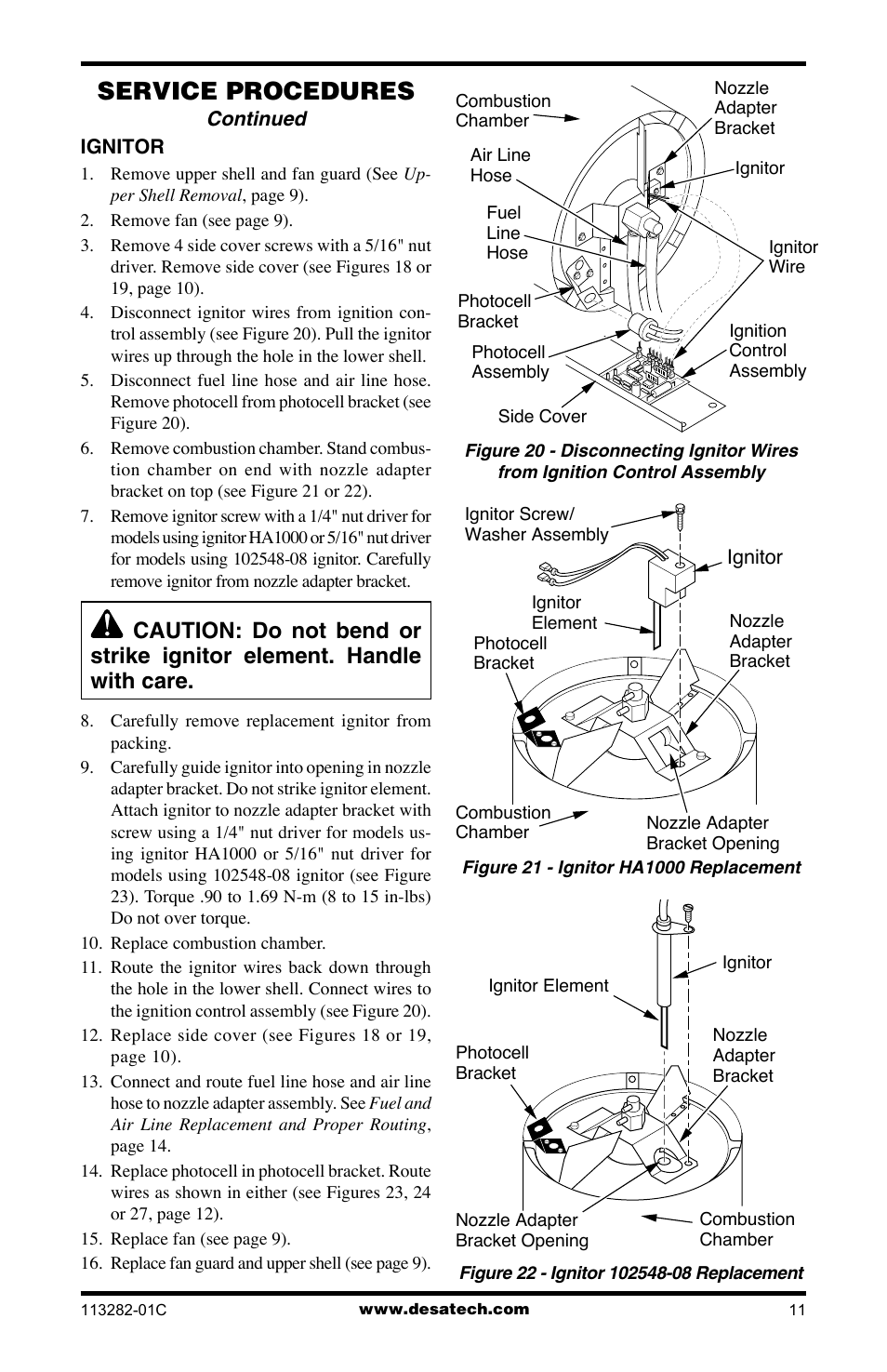 Service procedures | Desa BTU/HR User Manual | Page 11 / 32