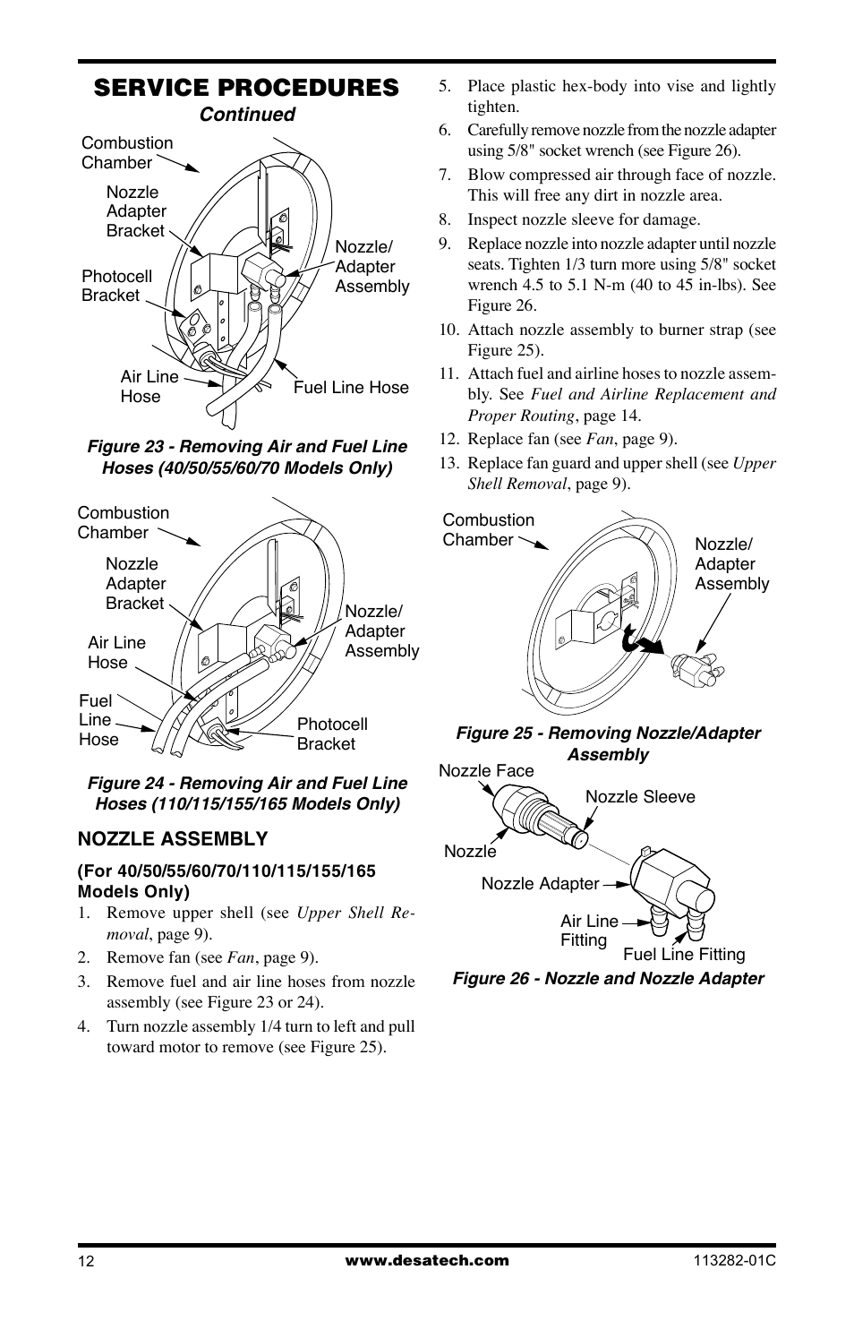 Service procedures | Desa BTU/HR User Manual | Page 12 / 32