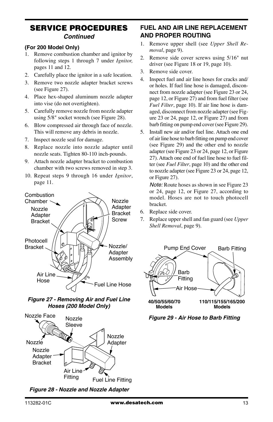 Service procedures | Desa BTU/HR User Manual | Page 13 / 32